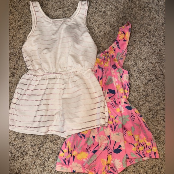 Young Hearts 18m Pink/White Striped and Floral Romper Pack - Picture 2 of 6